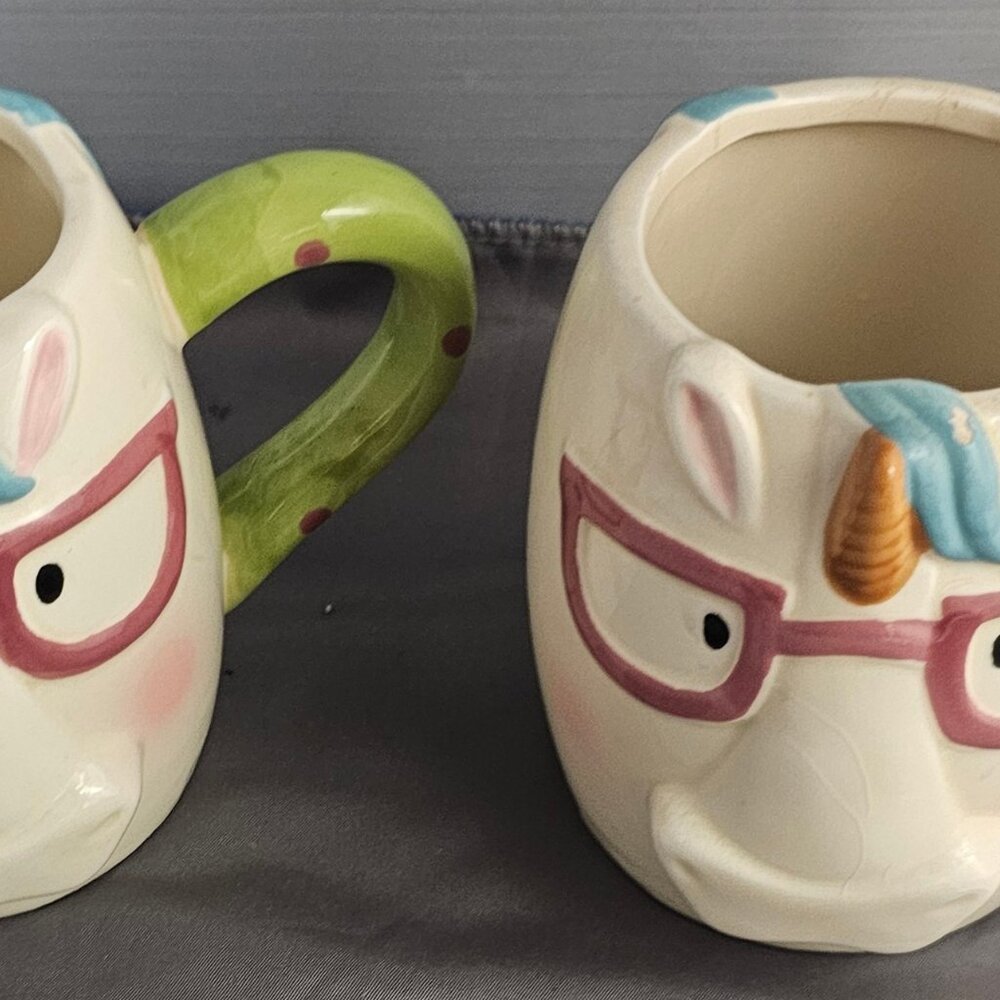 Unicorn - Today Will Be Magical -2 18 oz Hand painted Stoneware Mugs
